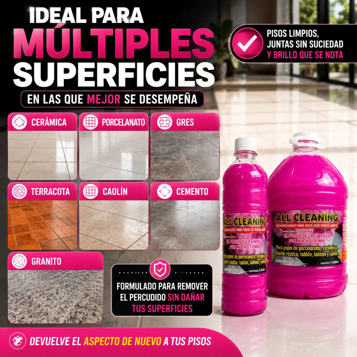 ALL CLEANING LIMPIADOR PISOS Y JUNTAS